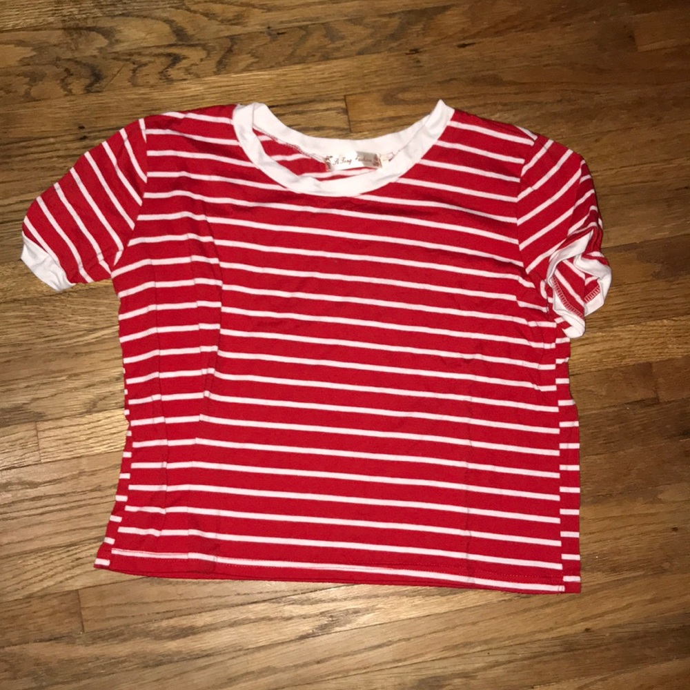 Red and White Crop Top